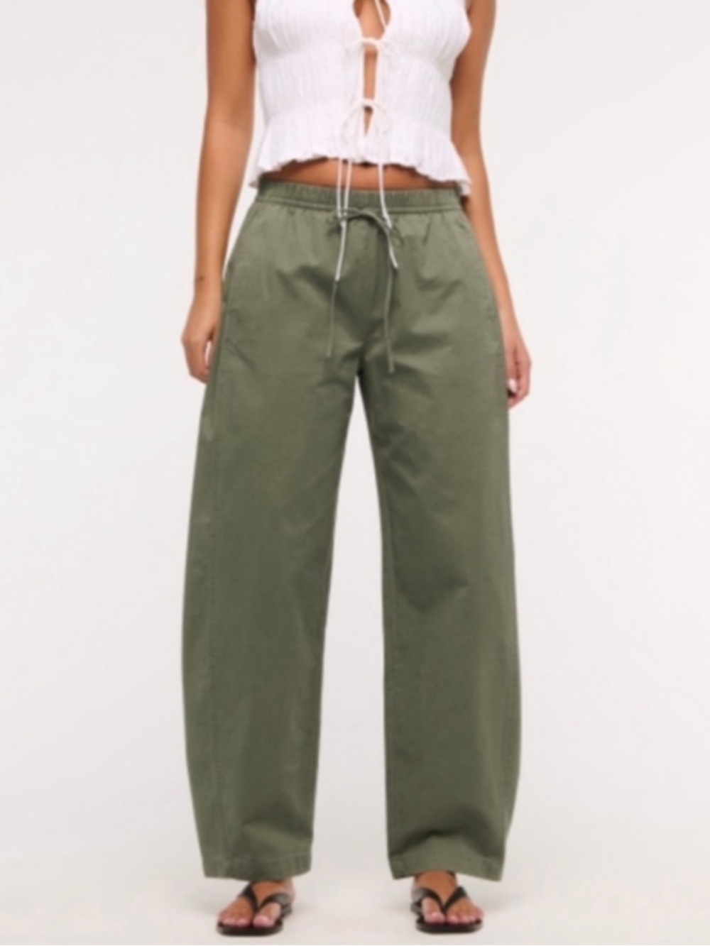 Wide Leg Pull On Barrel Leg Pants